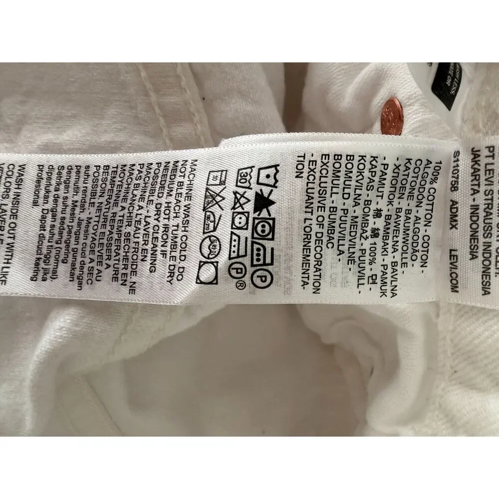 Levi's 501 Original Fit Jeans Mens 33x30 White Straight Leg Button Fly Cotton